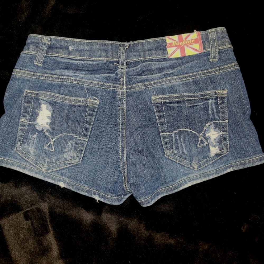Machine Blue Distressed Jean Shorts - Picture 6 of 6